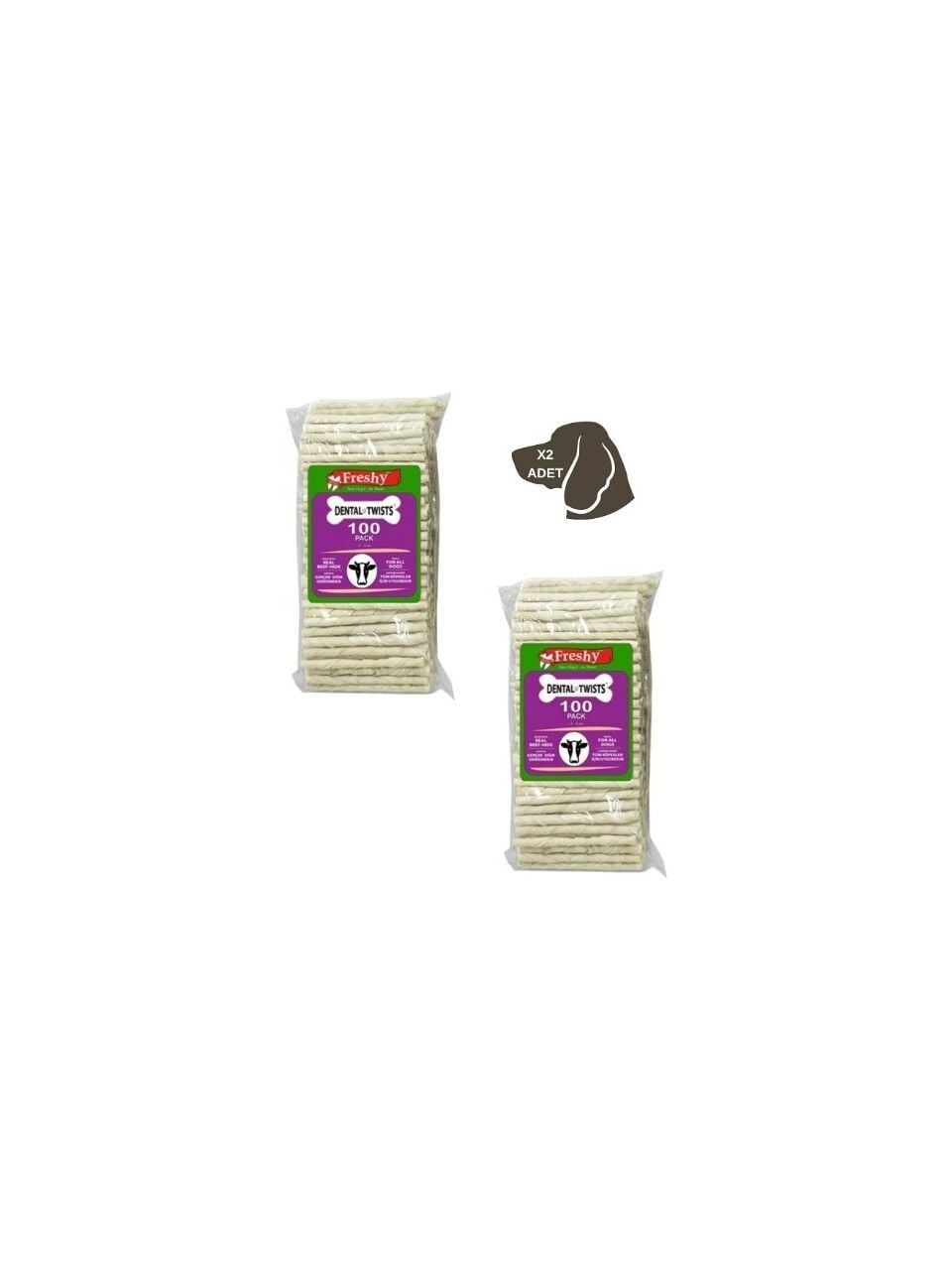 Freshy Dental Twists Beyaz Burgu Çubuk 100'lü Mega 2 Paket 1200 gr