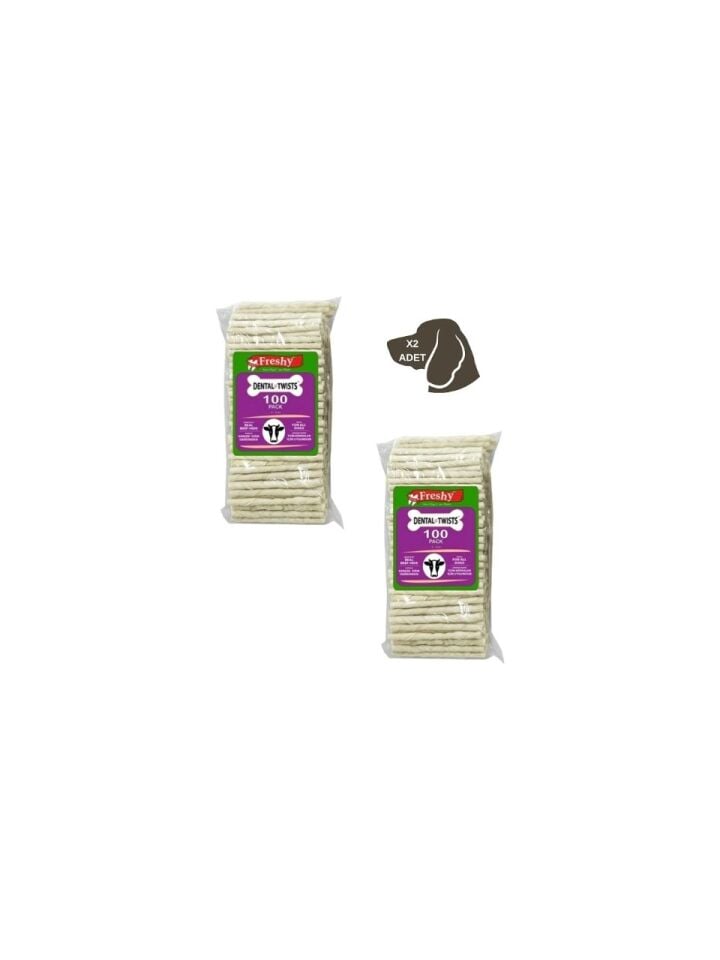 Freshy Dental Twists Beyaz Burgu Çubuk 100'lü Mega 2 Paket 1200 gr