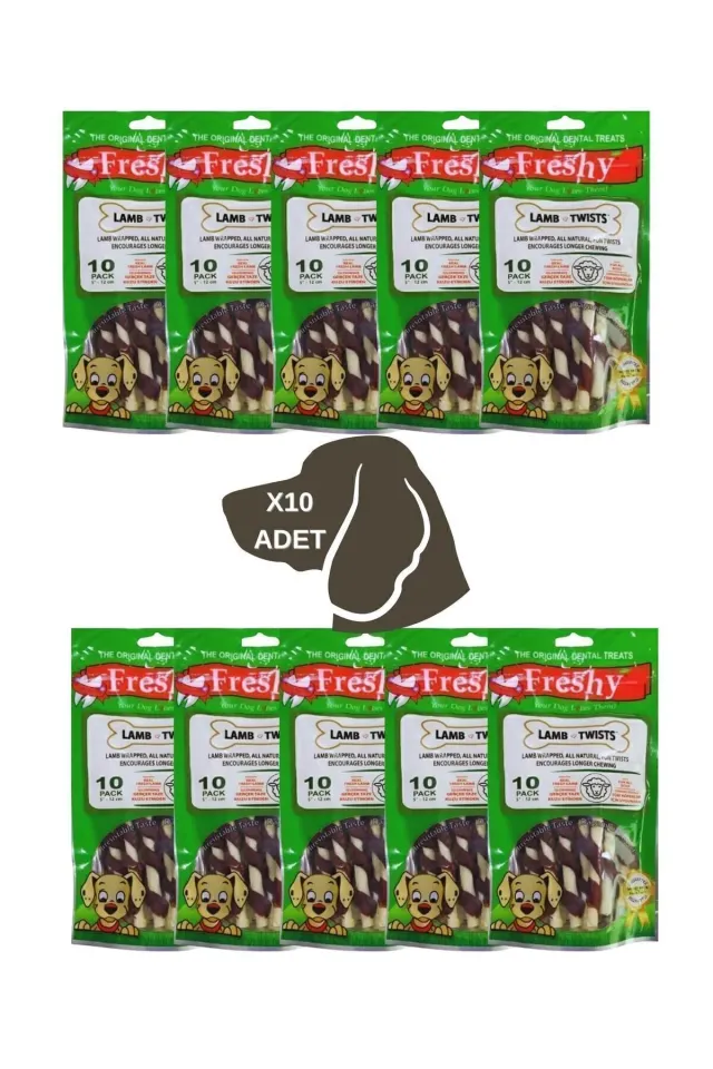 Freshy Lamb Twist Kuzu Eti Sarılı Burgu Çubuk Köpek Ödülü 100'lü 10 Adet