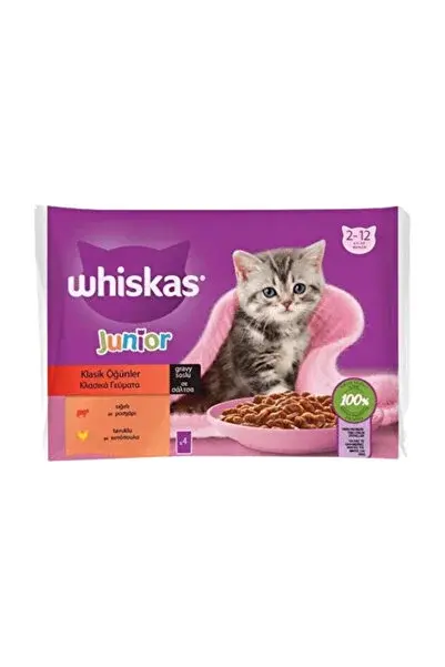 Whiskas Junior Sığırlı Tavuklu Yavru Kedi Konservesi 4 X 85 gr
