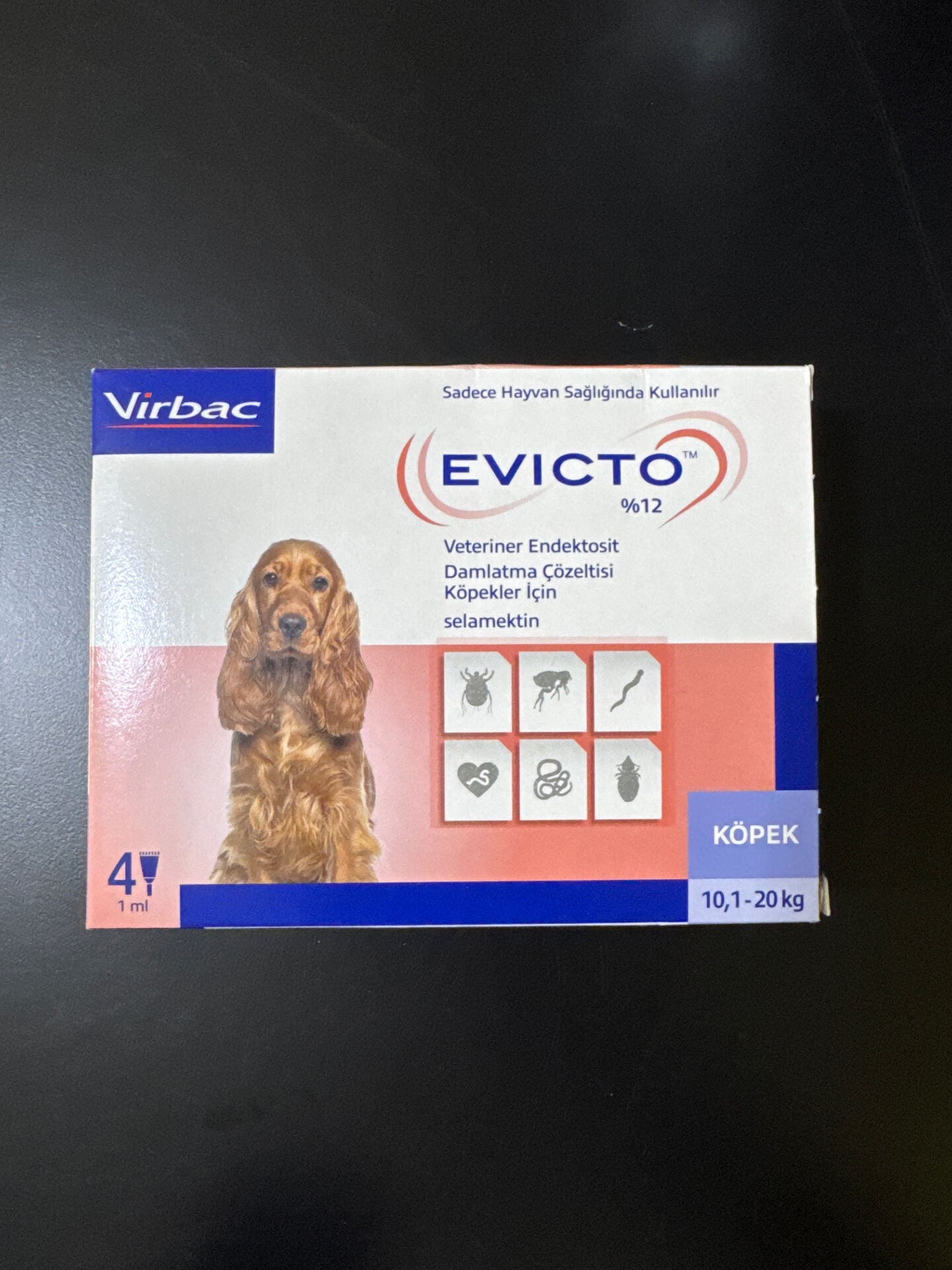 Virbac Evicto 10,1-20 Kg Köpek İç Dış Parazit 1 Kutu 4 Pipet